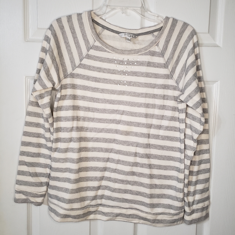 Company Ellen Tracy cream and grey striped sweater size small